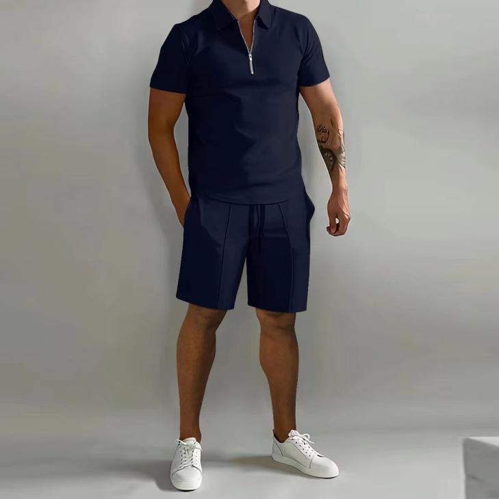 Mens Albany-Short Sleeve Half Zip Textured Polo  |  Polos Clothing Mens