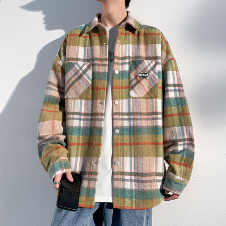 Mens Brushed Wool-Blend Checked Overshirt  |  Coats & Jackets Clothing Coats & Jackets