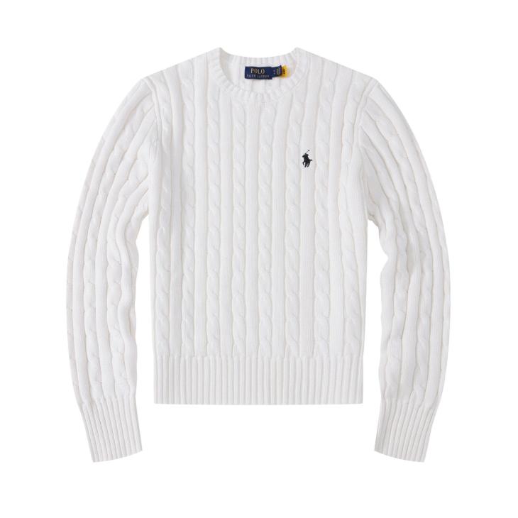 Mens Cotton Cable Knit Crew Neck Sweater  |  Knitwear Clothing Knitwear