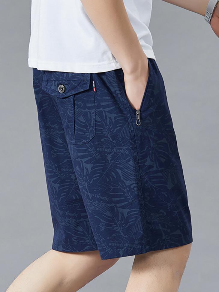 Mens Garment-Dyed Leaf Print Fatigue Bermuda Shorts  |  Trousers & Shorts Clothing Mens