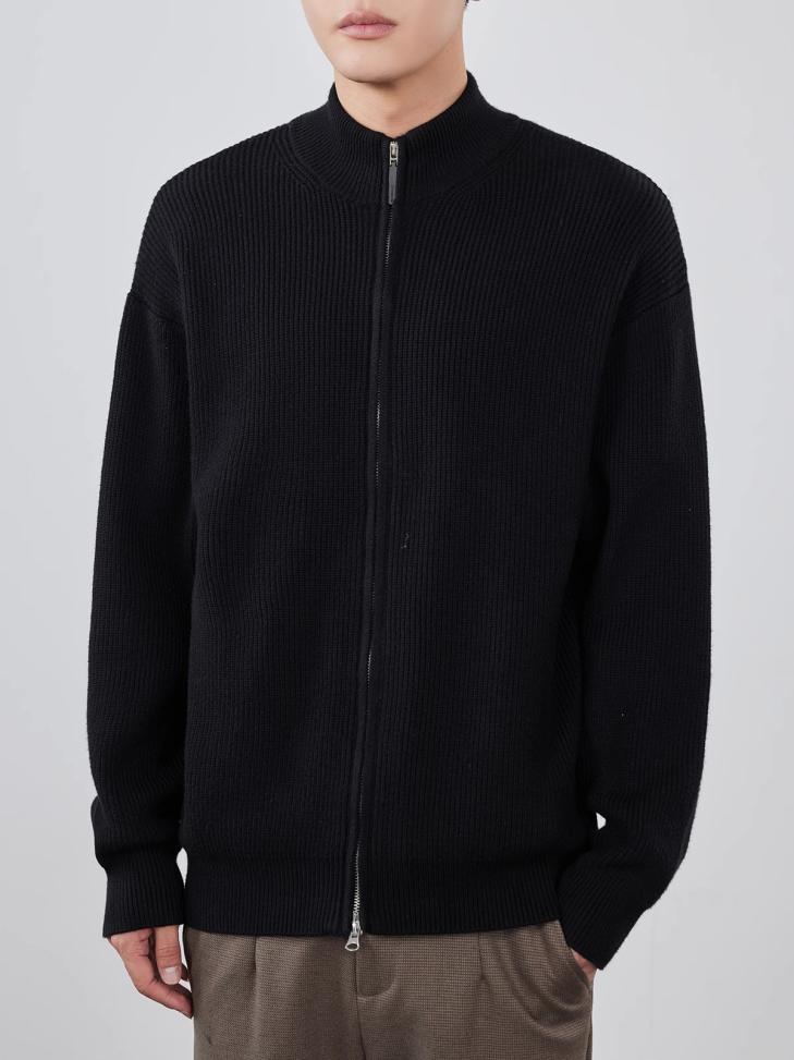 Mens Inlay Knitted Pull Zip-Up Sweater  |  Knitwear Clothing Knitwear