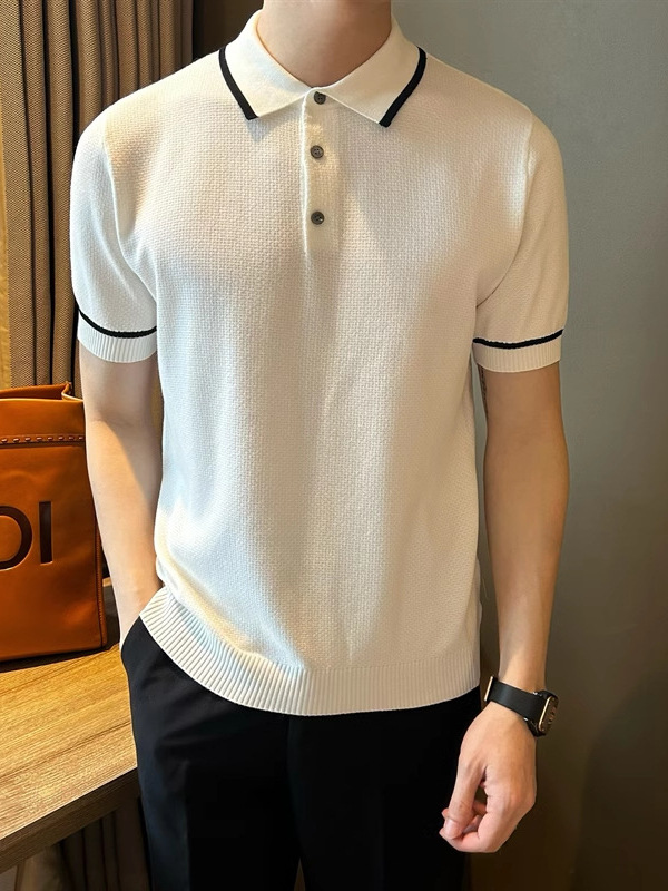 Mens Linen Blend Knit Polo Short Sleeve  |  Polos Clothing Mens