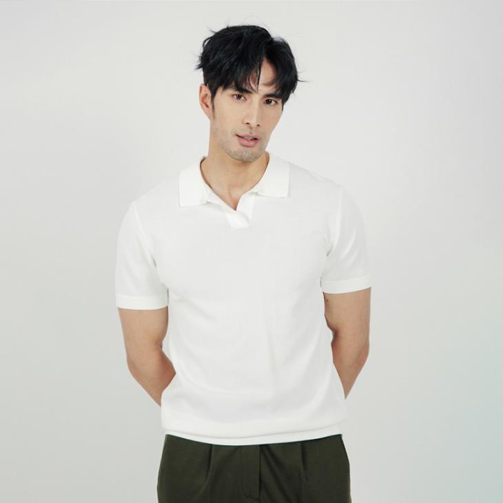 Mens Linen Cotton Knit Polo Shirt Short Sleeve Garment Dyed  |  Shirts Clothing Mens