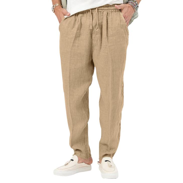 Mens Mattia Garment-Dyed Linen Trousers  |  Pants Clothing Mens