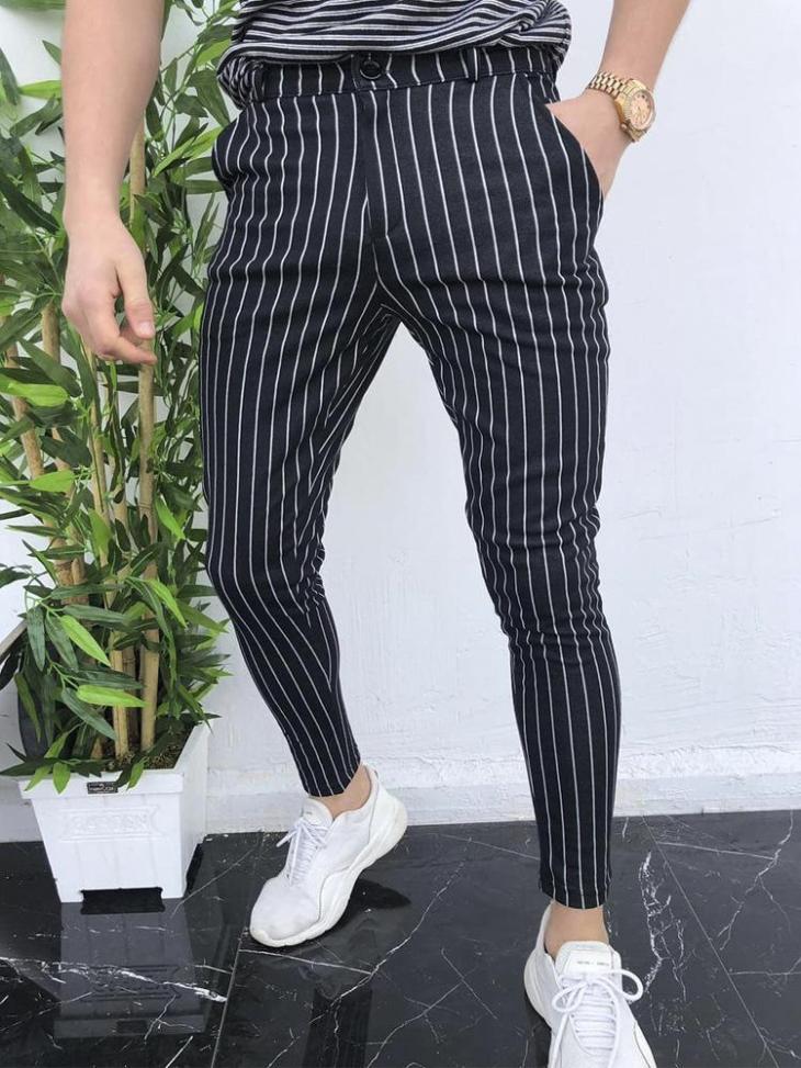 Mens Pinestripe Wool Straight Pants  |  Pants Clothing Mens