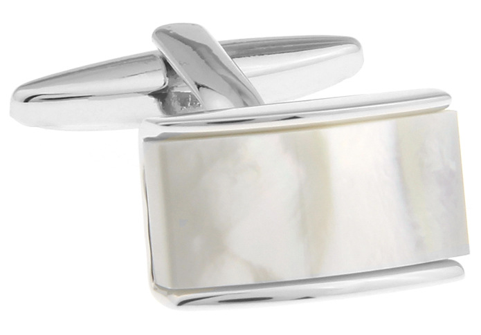 Mens Polished/Brushed Rhodium Plated Square Curved Cufflinks  |  Jewellery Accessories Jewellery