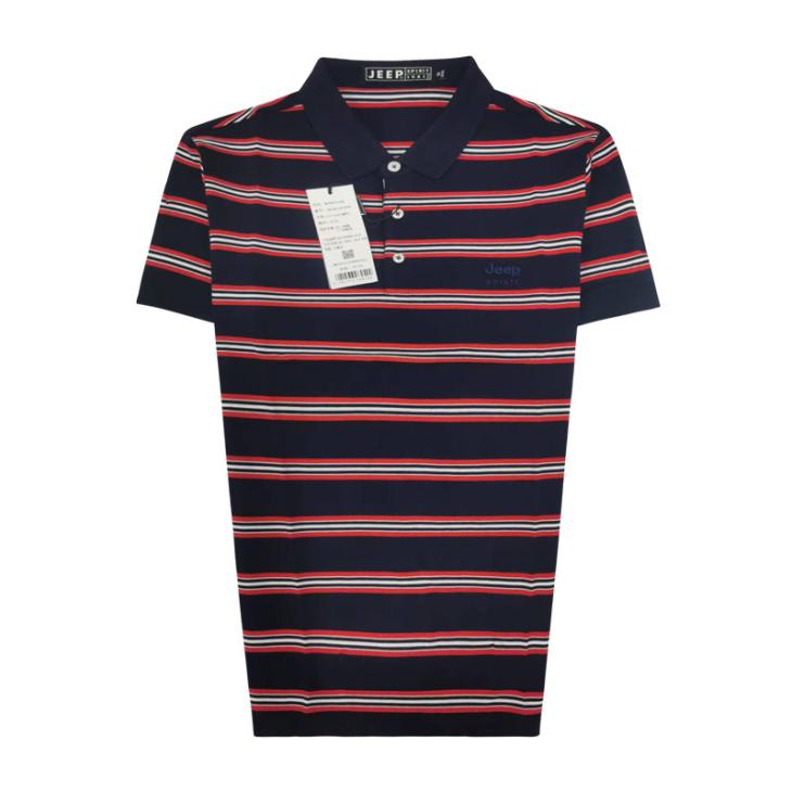 Mens Structured Stripe Knitted Polo  |  Polos Clothing Mens