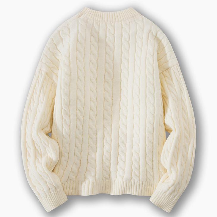 Mens Supima Cotton Cable Crewneck Sweater  |  Knitwear Clothing Knitwear