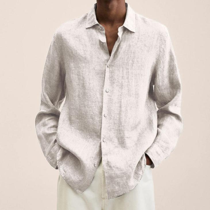 Mens Tailored Fit Basketweave Linen Shirt  |  Shirts Clothing Mens