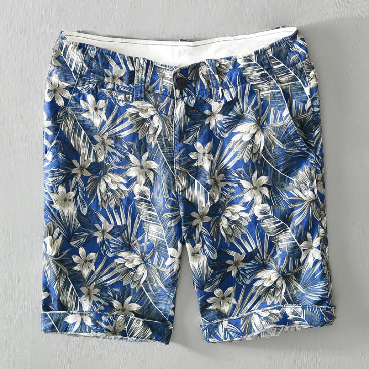 Mens Toby Linen Cotton Printed Shorts  |  Trousers & Shorts Clothing Mens