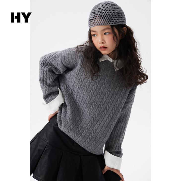 Womens 2-In-1 Cable Knit Sweater And Shirt  |  Sweaters & Cardigans Clothing Gray