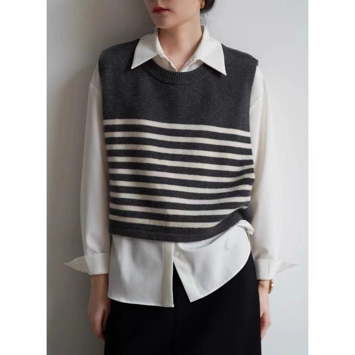 Womens 2-In-1 Layered Shirt Vest  |  Shirts Clothing Gray