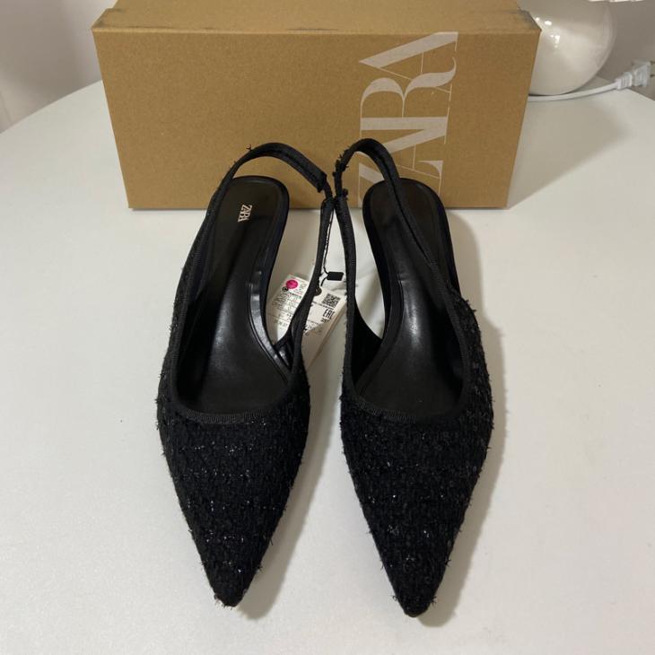 Womens Boucle Slingback Kitten Heels  |  Heels Heels Black