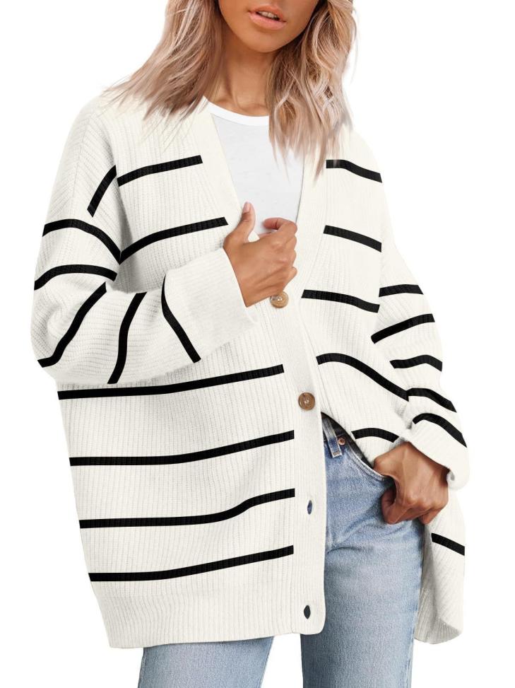 Womens Breton Knit Cardigan  |  Knitwear Clothing Knitwear