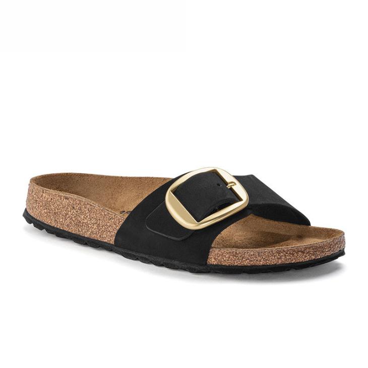 Womens Buckle Strap Footbed Sandals  |  Sandals Sandals Black