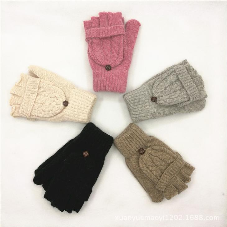 Womens Cable Knit Flip-Top Fingerless Gloves  |  Hats, Gloves & Scarves Accessories Gray