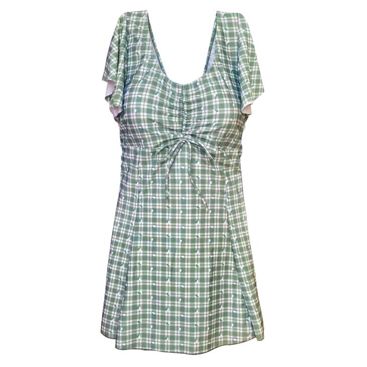 Womens Check Pattern V-Neck Mini Dress  |  Dresses Clothing Dresses