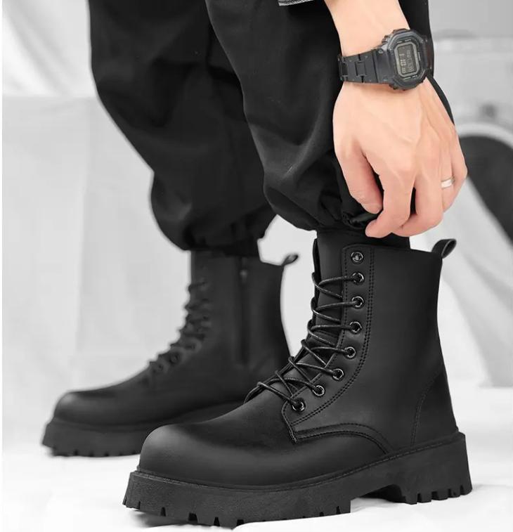 Womens Chunky Lace-Up Biker Boots  |  Boots Boots Black