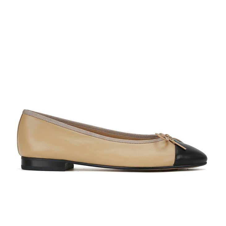 Womens Contrast Cap Toe Ballet Flats  |  Flats Flats Camel