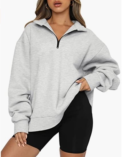 Womens Cotton Fleece Oversized Half Zip Pullover  |  Hoodies & Sweatshirts Clothing Hoodies & Sweatshirts