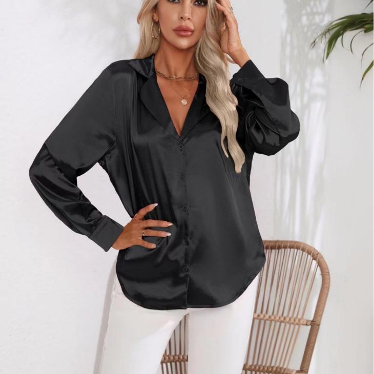 Womens Cropped Satin Shirt  |  Tops & T-Shirts Clothing Tops & T-Shirts