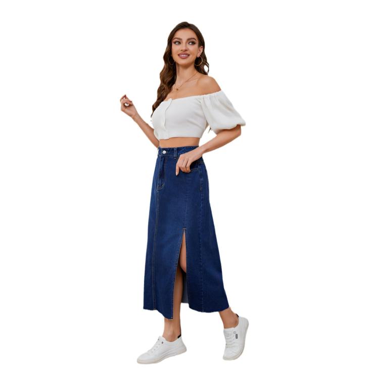 Womens Denim Maxi Skirt  |  Jeans & Denim Clothing Indigo