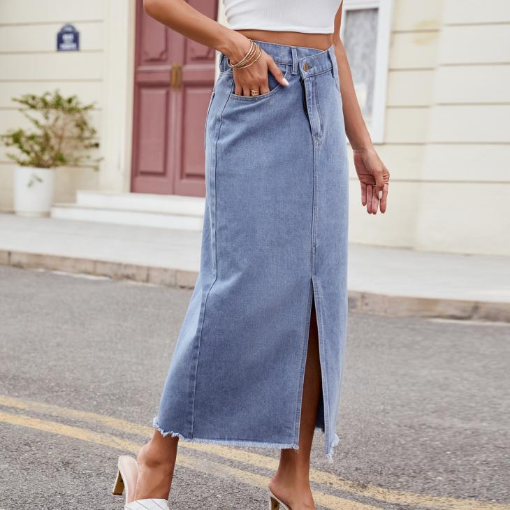 Womens Denim Midi Skirt Ld34  |  Skirts Clothing Skirts