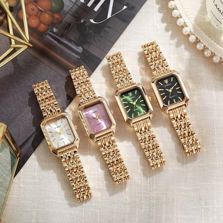 Womens Diamante Green Dial Gold Bracelet Watch  |  Watches Accessories Watches