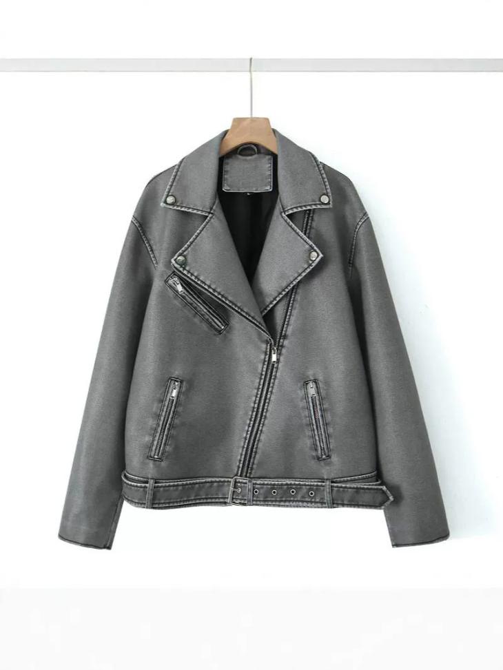 Womens Distressed Faux Leather Biker Jacket  |  Coats & Jackets Clothing Coats & Jackets