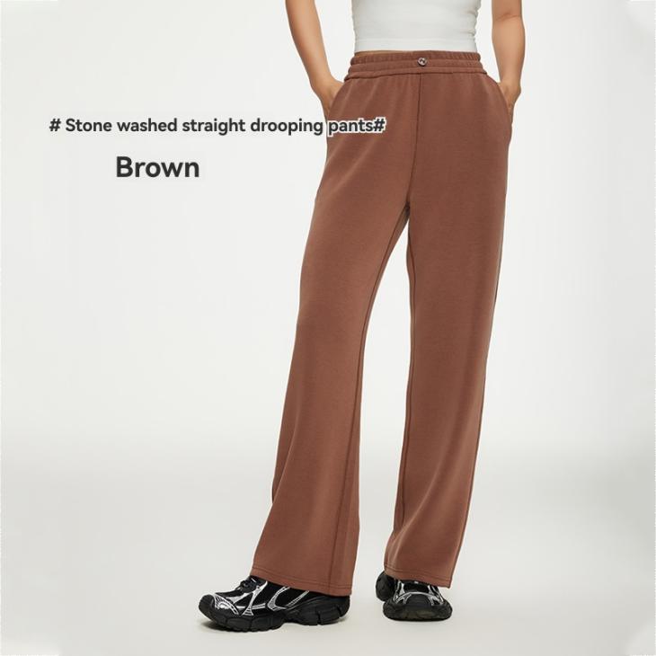 Womens Embroidered Wide Leg Joggers  |  Joggers & Sweatpants Clothing Brown