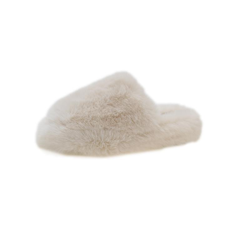 Womens Faux Fur Fleece Lined Slippers  |  Slippers Shoes Beige