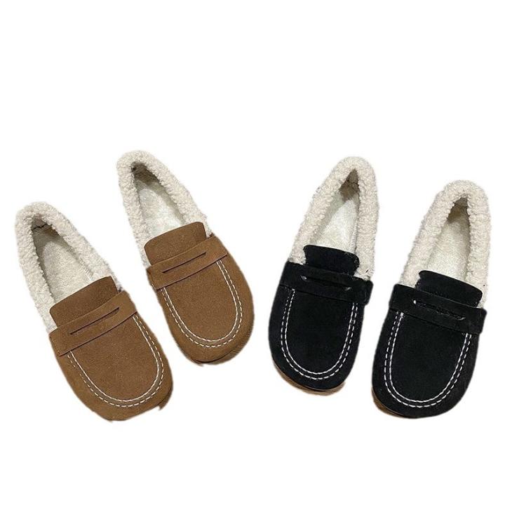 Womens Faux Fur Lined Loafer Slippers  |  Slippers Shoes Beige