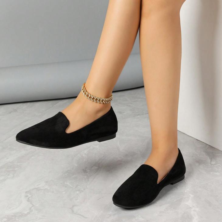 Womens Faux Suede Flats  |  Flats Shoes Black