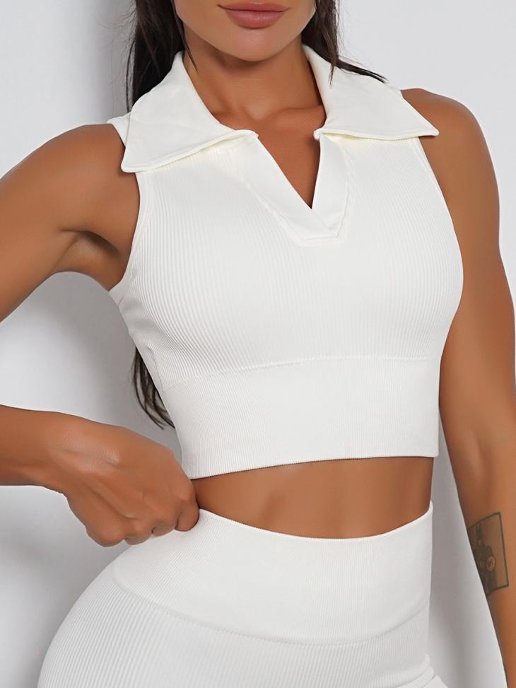 Womens Knitted Polo Crop Top  |  Tops & T-Shirts Clothing Tops & T-Shirts