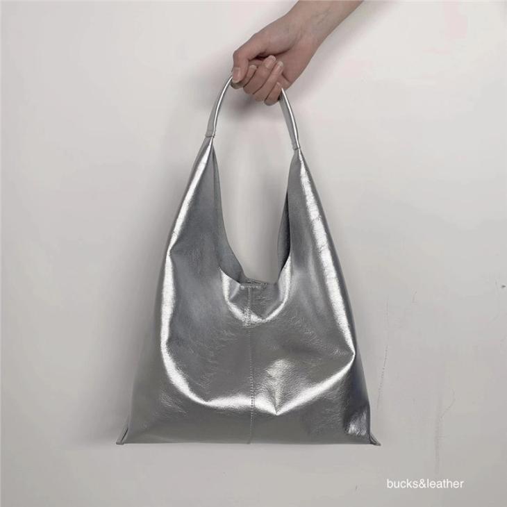 Womens Metallic Faux Leather Shopper  |  Bags Accessories Bags