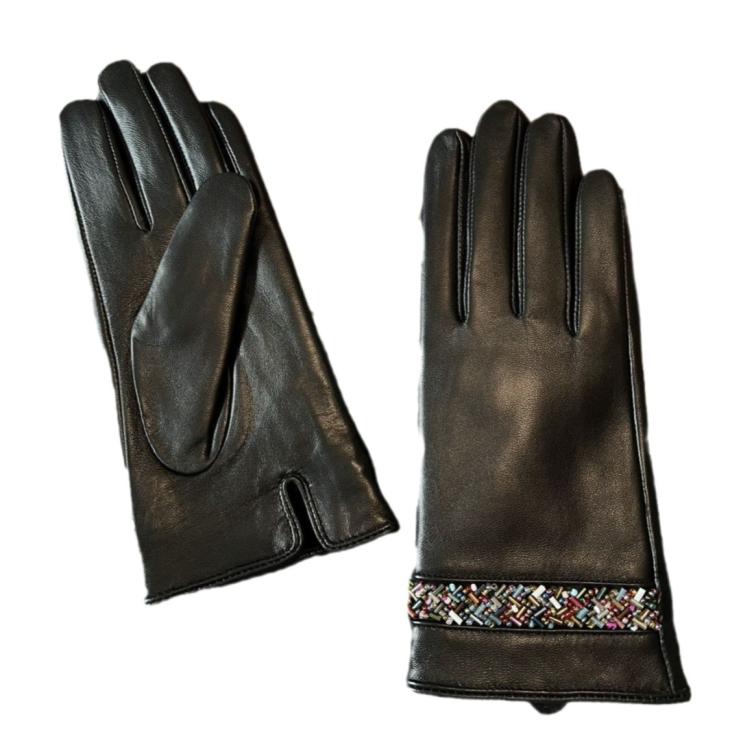 Womens Notched Wrist Leather Gloves  |  Hats, Gloves & Scarves Accessories Black