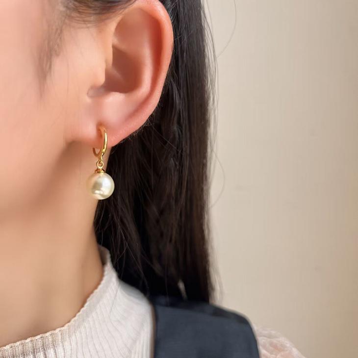 Womens Pearl Drop Hoop Earrrings  |  Jewellery Accessories Jewellery