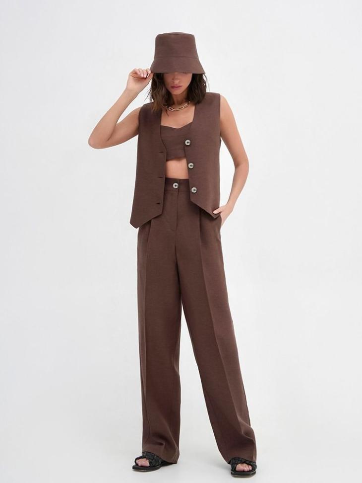 Womens Pleated Tailored Pants  |  Pants Clothing Mocha