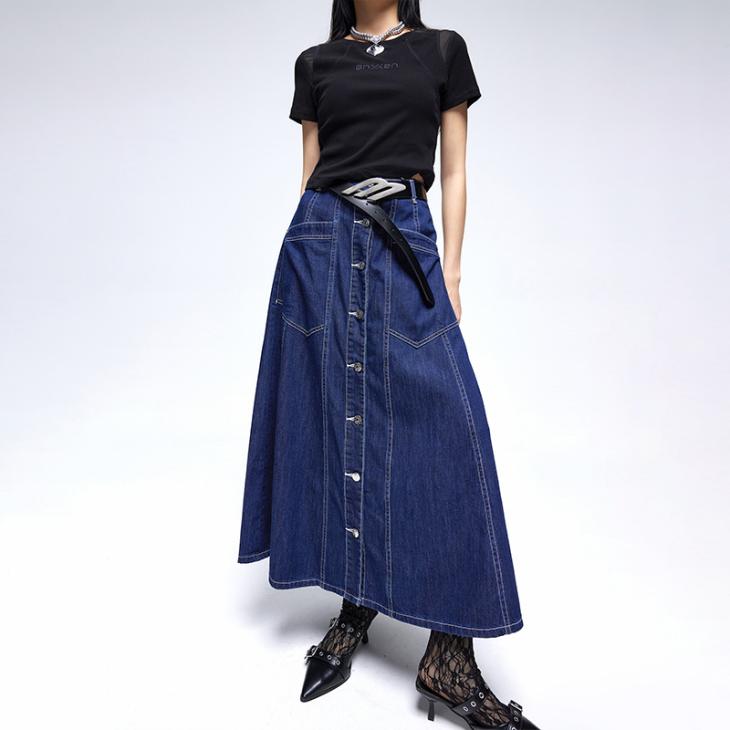 Womens Resonance Denim Midi Skirt  |  Skirts Clothing Skirts