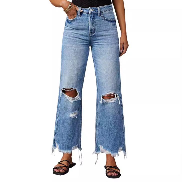 Womens Ripped Denim Mom Jeans  |  Jeans & Denim Clothing Black