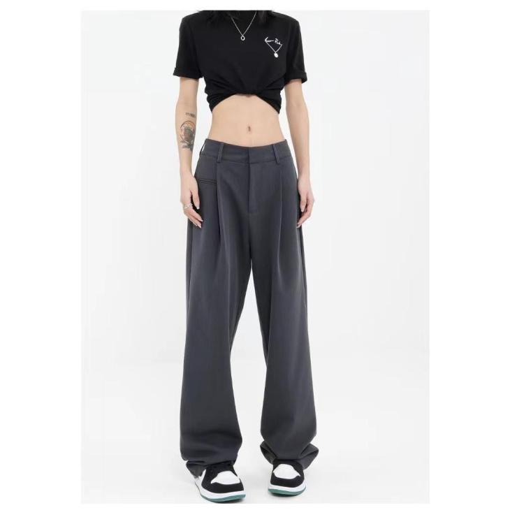 Womens Rita Ora Slouchy Fit Dad Pants  |  Pants Clothing Charcoal