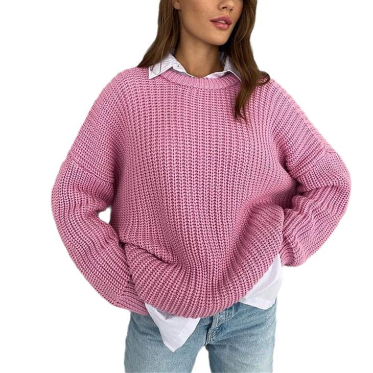 Womens Round Neck Pullover Knit  |  Knitwear Clothing Knitwear