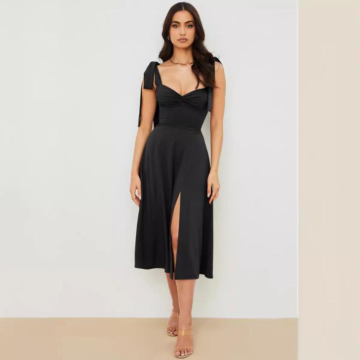 Womens Shoulder Tie Midi Dress  |  Dresses Clothing Dresses