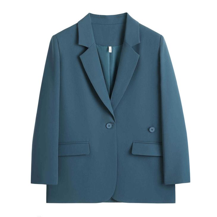 Womens Single-Breasted Blazer  |  Suits & Blazers Clothing Dark Blue