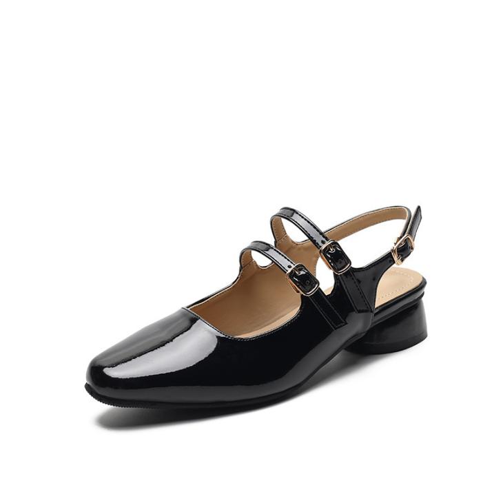 Womens Slingback Double Strap Mary Janes  |  Flats Flats Black