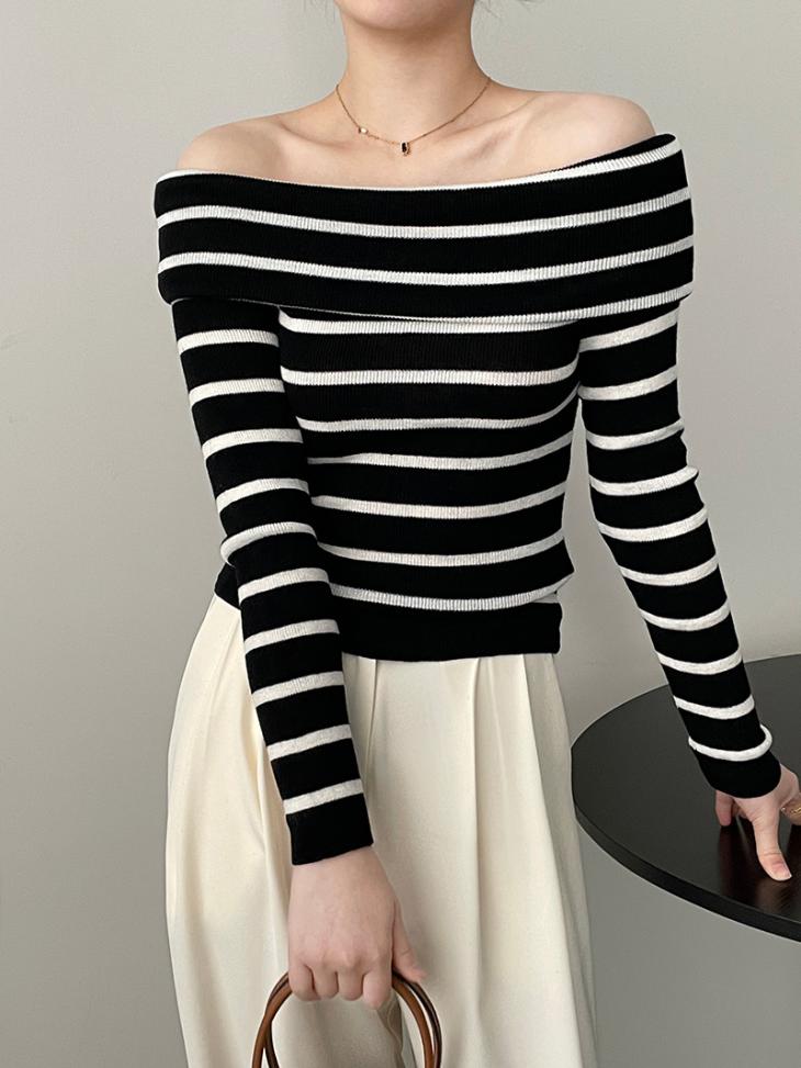 Womens Stripe Boat Neck Knit  |  Knitwear Clothing Knitwear