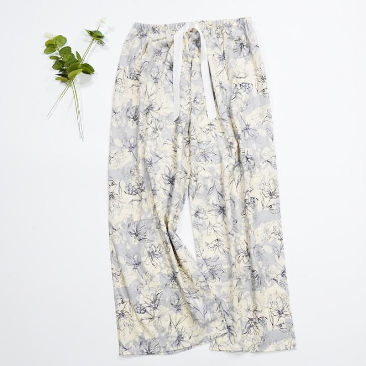 Womens Toile De Jouy Straight Leg Full Length Pant  |  Sleepwear Clothing Sleepwear