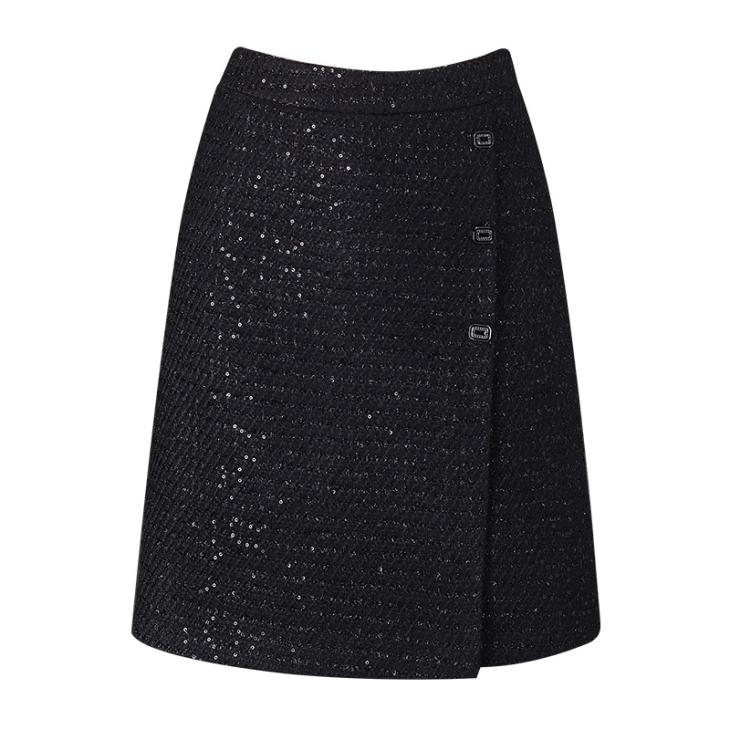 Womens Tweed Mock Wrap A-Line Skirt  |  Skirts Clothing Skirts