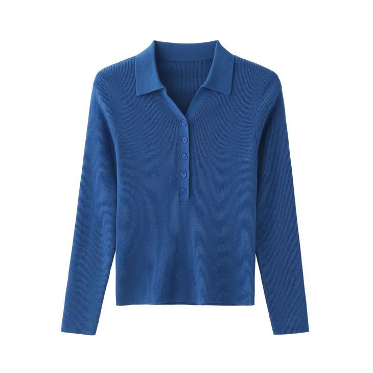 Womens Wool Cotton Blend Rib Polo  |  Knitwear Clothing Knitwear