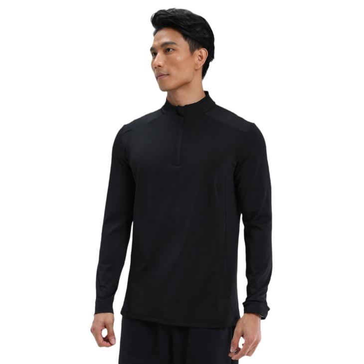 Mens Quarter-Zip Long Sleeve Gym Top  |  Tops & T-Shirts Clothing Black